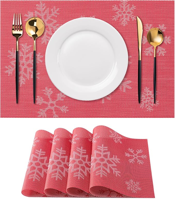 Placemats Set of 4 Washable Indoor | Outdoor Vinyl Place Mats by CADONO