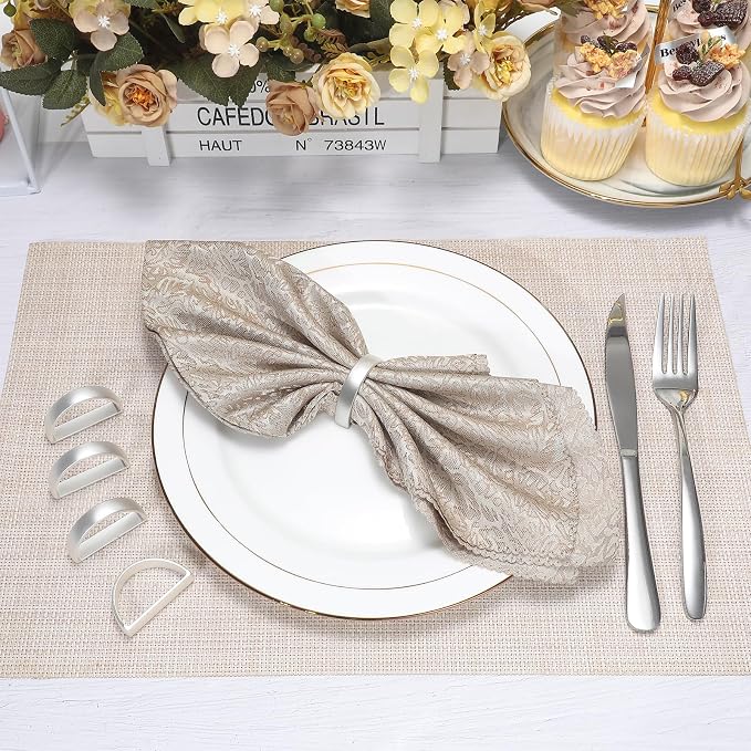 KPOSIYA Napkin Rings Set of 36, Metal Silver Napkin Rings Bulk - Image 2
