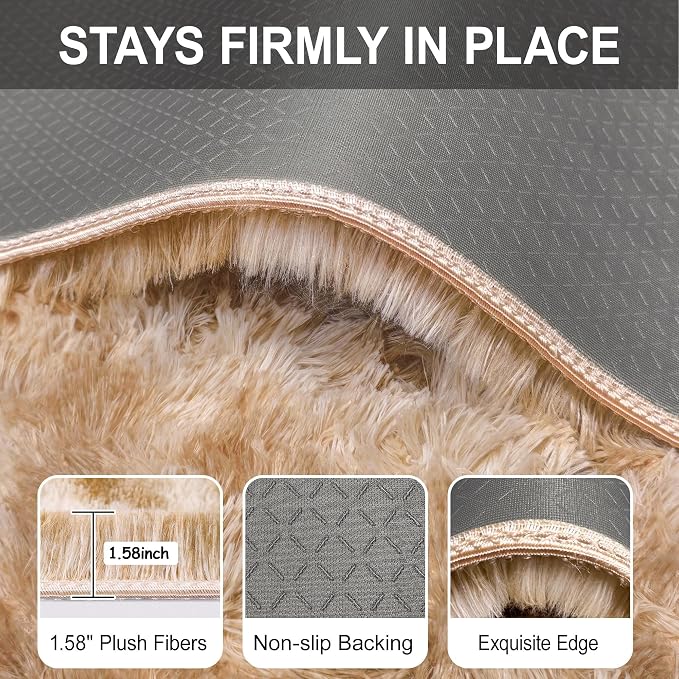 2x6 Soft Fluffy Beige Runner Rug - Image 6