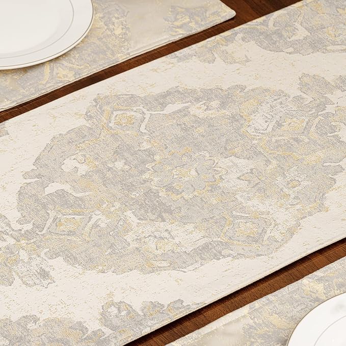 Loom and Mill Luxury Elegant Damask Table Runner 120 inches Long, 13x120 inch - Image 7