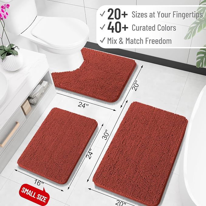 OLANLY Bathroom Runner Rugs 59x20, Soft Absorbent Chenille Bath Rugs, Rubber - Image 2