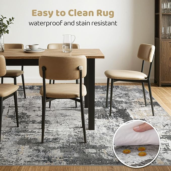 7x9 Area Rug Living Room: Washable Large Abstract Modern Soft Rug Stain - Image 7