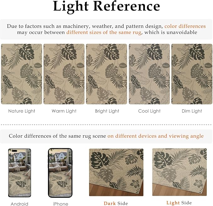 Easy Jute Rug Outdoor Indoor 6x9 Patio Mat Porch Light Brown Natural Non Slip - Image 5