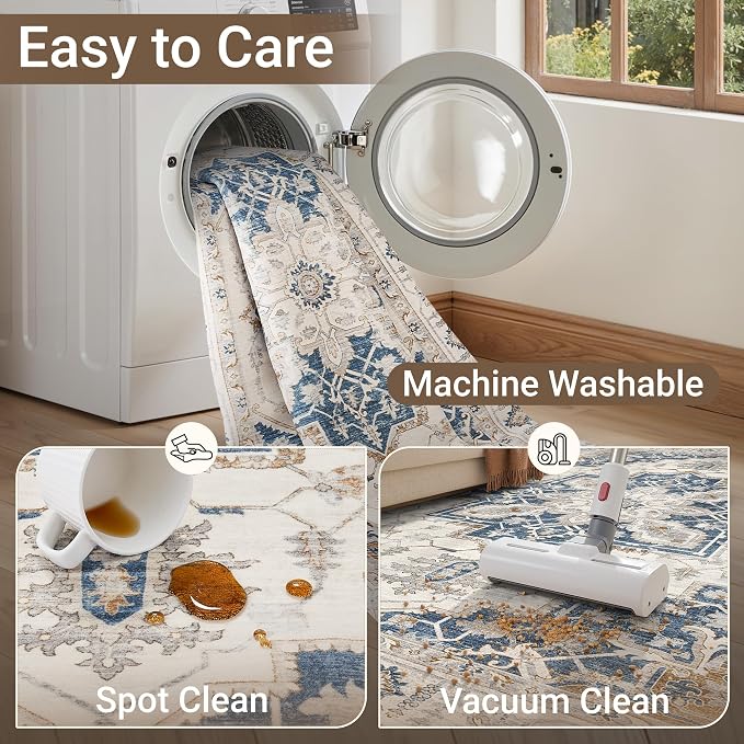 befbee 5x7 Area Rug for Living Rooms, Stain Resistant Neutral Washable Rugs for - Image 5