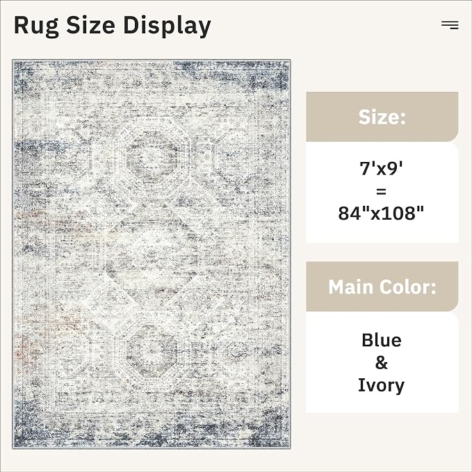 Soalmost 7x9 Area Rug for Living Room Washable Abstract Vintage Soft Thin - Image 5