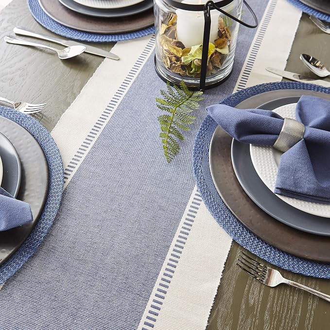 DII Dobby Stripe Woven Table Runner, 13x108 French Blue - Image 6
