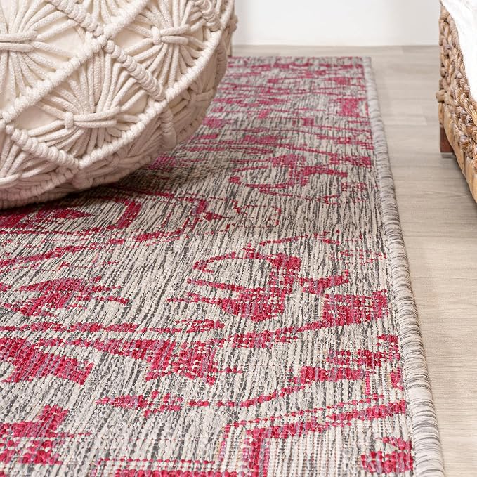 JONATHAN Y Boho Medallion Indoor Outdoor Area Rug 9X12 Light Gray/Fuchsia - Image 8