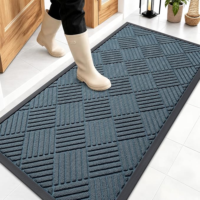 OLANLY Front Door Mat Outside Entrance 47x23, Heavy Duty Sturdy Natural Rubber by OLANLY