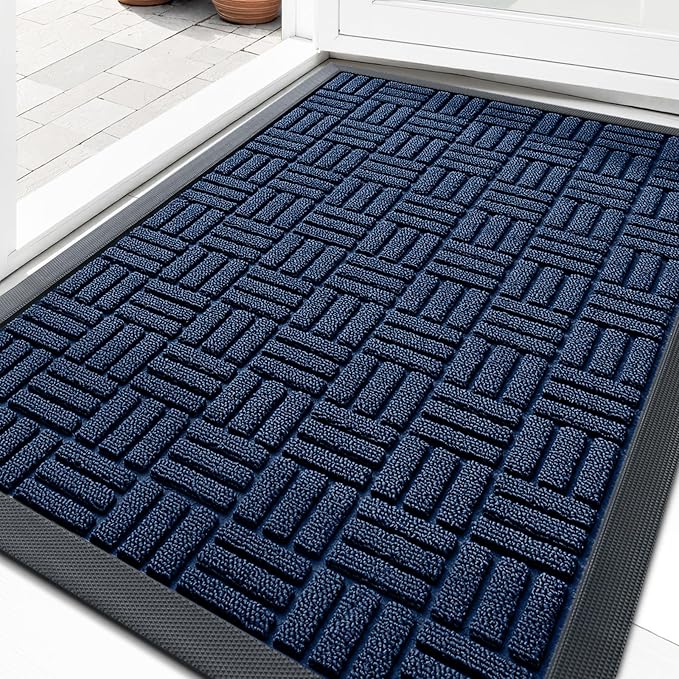 OLANLY Front Door Mat Outside Entrance 33x21, Heavy Duty Sturdy Natural Rubber by OLANLY