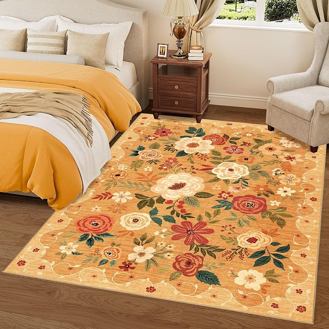 DUKINO 5x7 Area Rug, Floral Rugs - Image 9