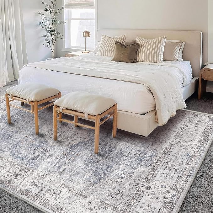 CHAMPLANT Washable Area Rug 8'x10' Retro Boho Design Non-Shedding Non-Slip Easy - Image 2