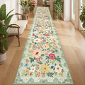 DUKINO 2.6x14 Kitchen Runner Rug, Lightweight Floral Washable Rug by DUKINO