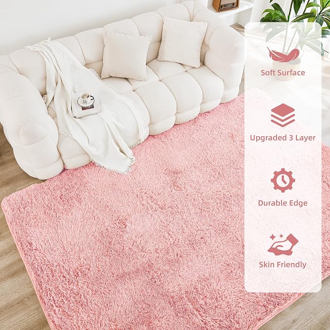 Litanika 8x10 Shag Area Rug for Living Room Bedroom, Non-Shedding Modern Indoor - Image 4
