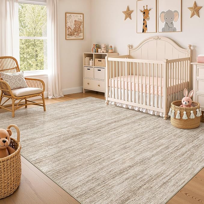 Nakagishi 6X8 Area Rugs Living Room: Washable Large Vintage Rug Neutral - Image 7