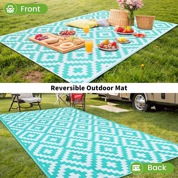 Smiry Waterproof Outdoor Rug 4x6 ft, Reversible Plastic Straw Patio Camping Rugs - Image 6