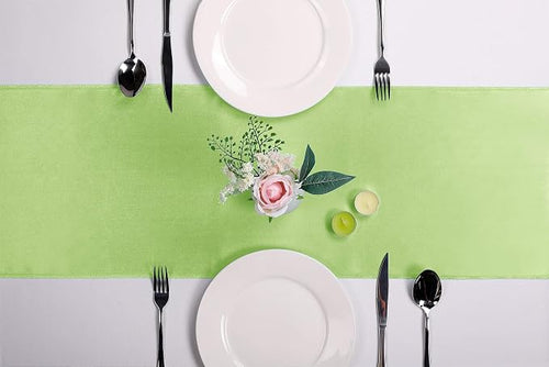 10-Pack Satin Table Runner Light Green 12 x 108 inches Long, Table Runners - Image 2