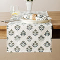 Block Print Floral Decorative Table Runners, 13x90 Inch Olive | 100% Organic by Unknown
