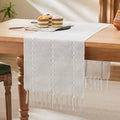 Braided Farmhouse Table Runner, Braided Light Grey 13x90 Inch, Cotton Linen by Unknown