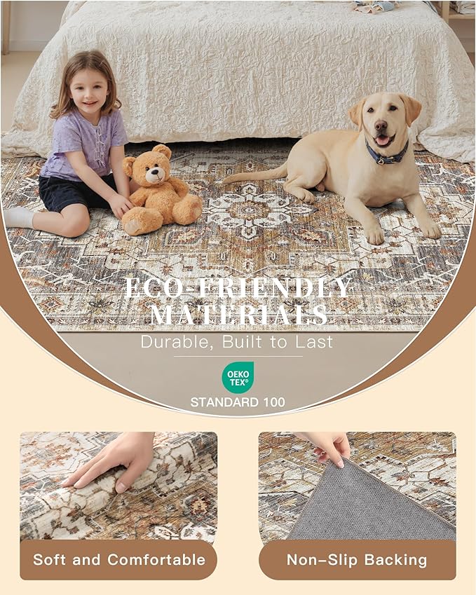 Madane Runner Rug 2x8, Washable Hallway Runner Rugs, Non-Slip Low-Pile Soft - Image 6