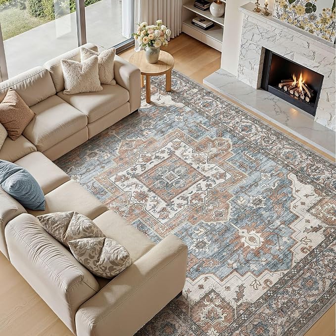 10x14 Area Rugs Living Room: Washable Vintage Rug Large Non-Slip Stain - Image 2