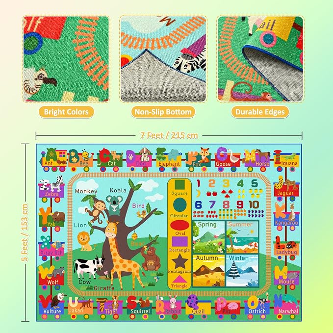 Maxsoft Kids Rug for Playroom, Educational 5x7 Play Mat for Classroom, Washable - Image 9