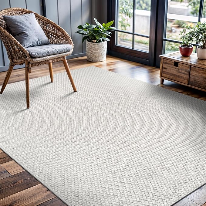 CAMILSON Easy Jute Rug 10x14 Indoor Outdoor Off-White Farmhouse Area Rugs - Image 10