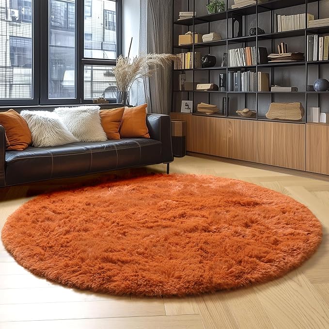 Amdrebio Burnt Orange Round Circle Rug 4Ft - Image 3