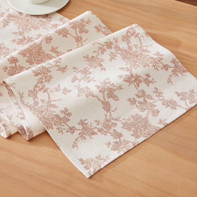 French Pastoral Farmhouse Table Runners, 13x72 Inch Terracota | 100% Organic by Unknown