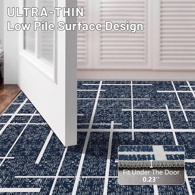 Non Slip Hallway Runner Rug 2x10, Washable Long Rug, Woven Thin Low Pile Carpet - Image 6