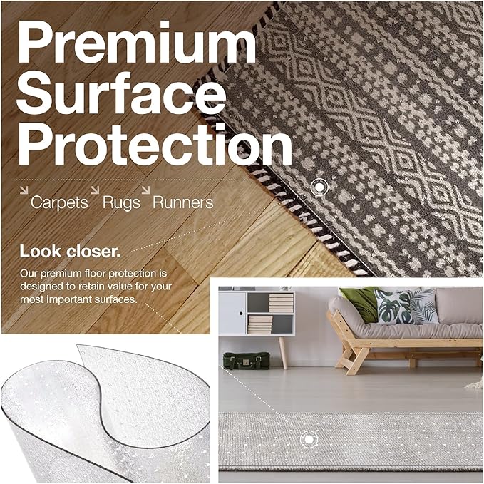 Clear Carpet Runner, USA Made, 24 x 60 Inch, 2mm Thick Cleated Vinyl, Rug - Image 4