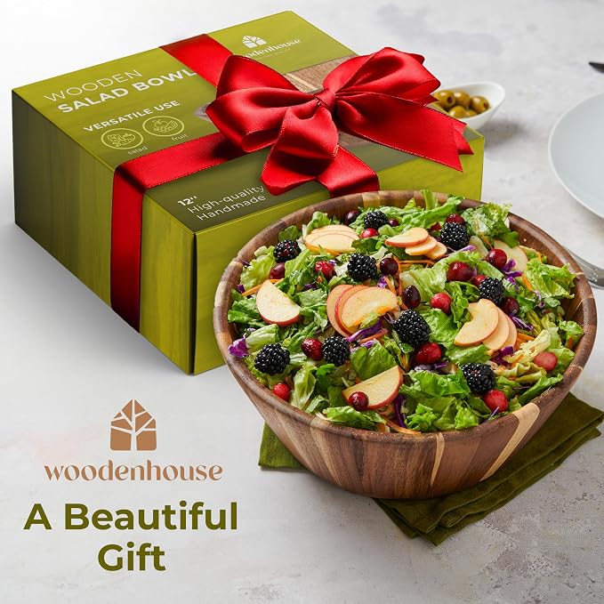 Wooden Salad Bowl, Durable & Stylish Natural Dining Accessory – Elegant Design - Image 9