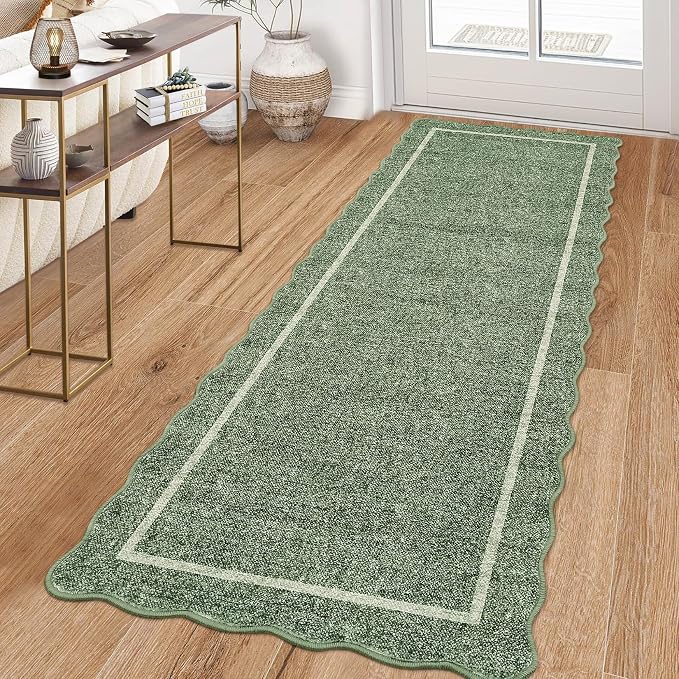 GarveeHome Scalloped Washable Runner Rug 2x6 Runner Modern Non Slip Kitchen by GarveeHome