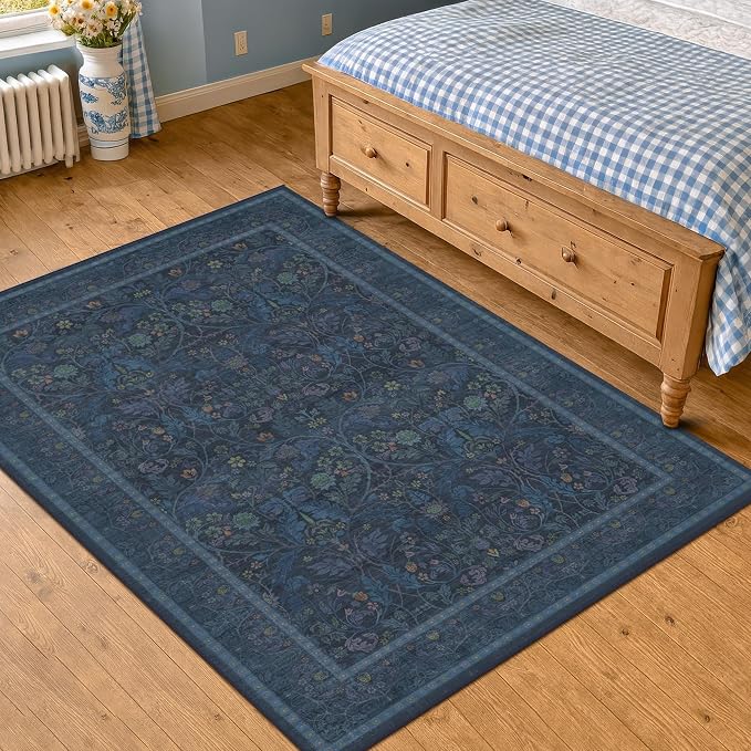 Dark Blue 5x8 Boho Living Room Rug - Image 6