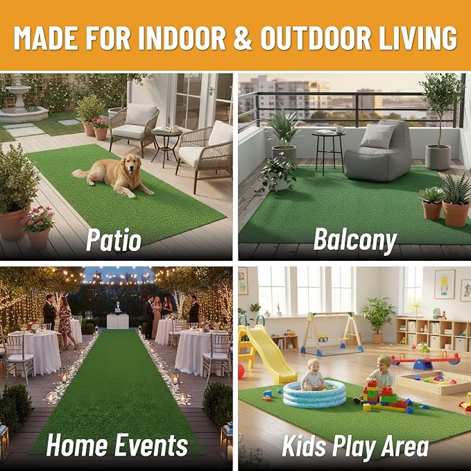 Ottomanson Artificial Turf Lite 78" x 18', Fake Grass Carpet - Image 4