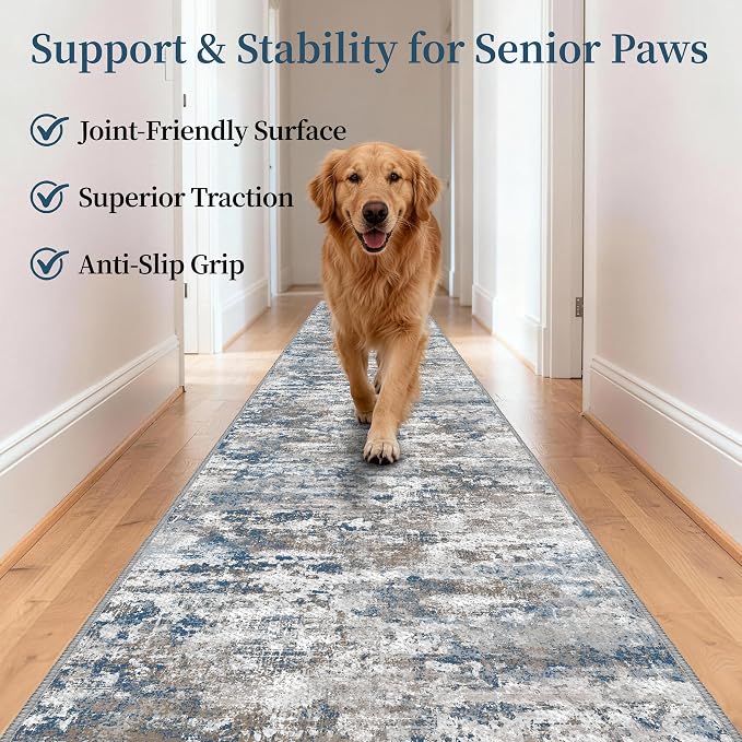 Runners for Hallways Ultra Non-Slip 2x10 Long Runner Rugs Washable Abstract - Image 2