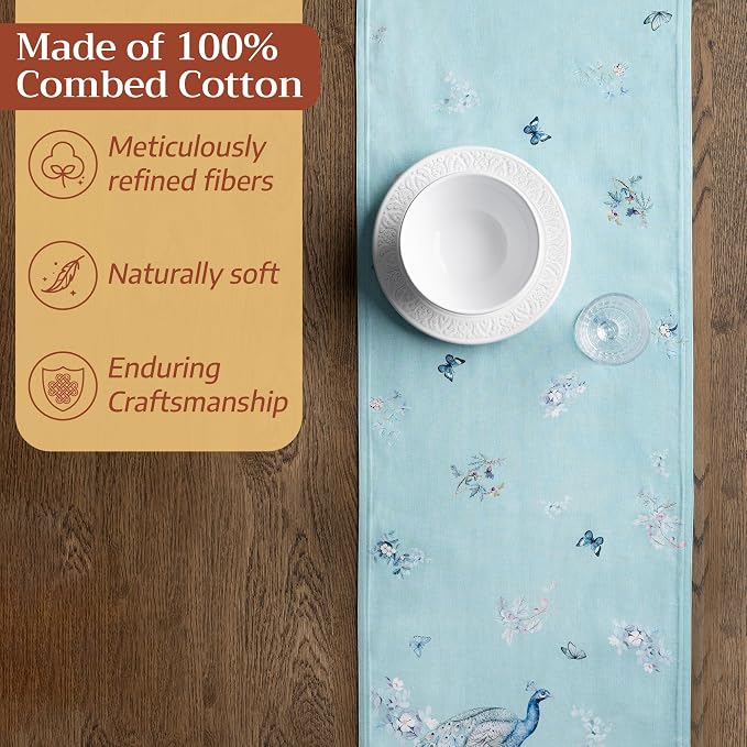 Maison d' Hermine Table Runner 100% Combed Cotton 14.5"x108" | Table Runners - Image 4