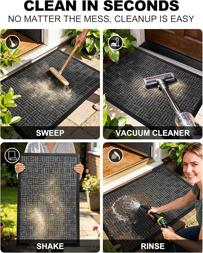 Mibao Front Door Mat Outdoor Entrance, Waterproof Dirt Trapper Doormat - Image 4