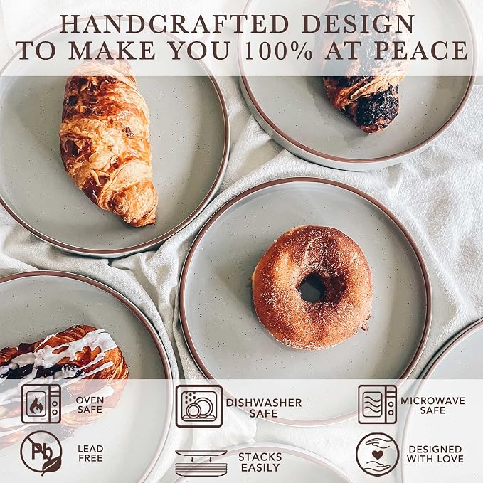 MORA Ceramic Flat Plates Set of 6-8 in - Image 4