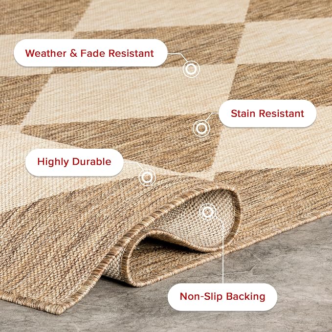 nuLOOM Outdoor Performance Collection Sabina Brown/Ivory, Soft and Cozy - Image 7