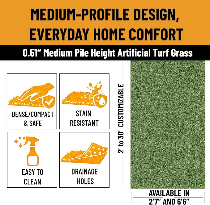Ottomanson Artificial Turf for Backyard, Training & Outdoor Use 78" x 30' - Image 6