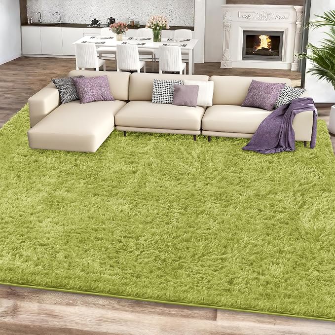 5x7 Green Grass Area Rugs for Living Room, Fluffy Shag Rug for Bedroom Indoor - Image 2