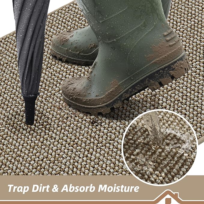 BEQHAUSE Dirt Trapper Door Mat 24" x 36", Non-Slip Washable Doormats Entrance - Image 3