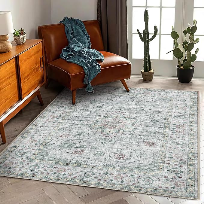 CHAMPLANT Area Rug 5'x7' Washable Rug Vintage Traditional Floor Cover Thin - Image 2