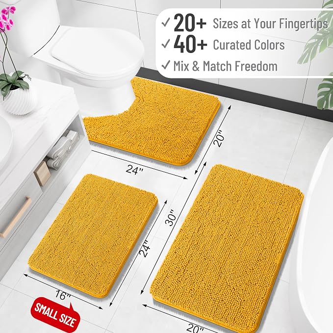 OLANLY Bathroom Runner Rugs 59x20, Soft Absorbent Chenille Bath Rugs, Rubber - Image 2