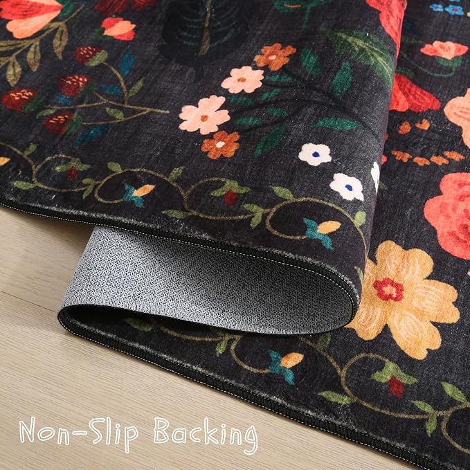 Rugcomf Door Mat Indoor Entrance 2x3 Rug Machine Washable Boho Floral Small - Image 3
