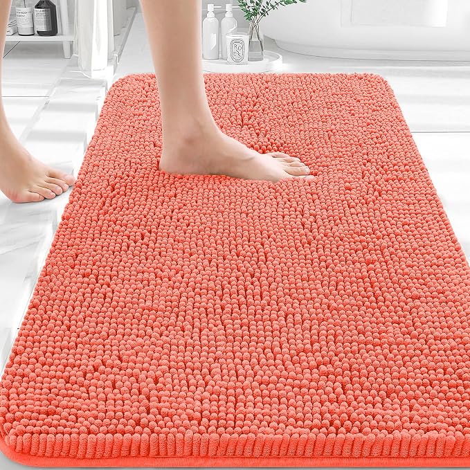 OLANLY Bathroom Rugs 32x20, Extra Soft Absorbent Chenille Bath Rugs, Rubber by OLANLY