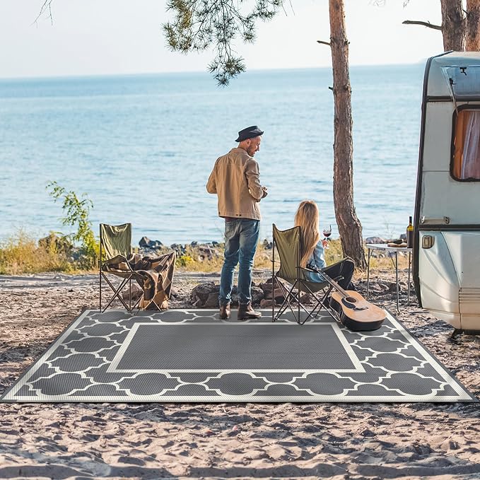 GENIMO 9 ' x 12 ' Outdoor Rug for Patio, Waterproof Indoor Outdoor Plastic - Image 5