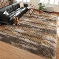 Shag Rugs for Living Room 5x7, Ultra Soft Abstract Brown Big Fuzzy Rugs for by Ailyei