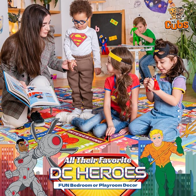 DC Super Friends Educational Kids Rug – ABC Alphabet, Emotions & Hero Traits - Image 11