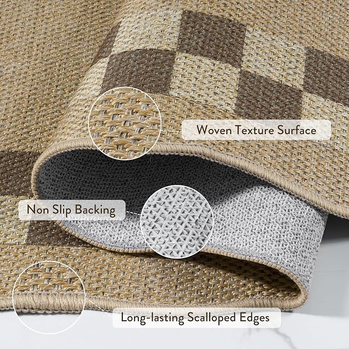 LIVEBOX Scalloped Easy Jute Checkered Runner Rug - Image 5